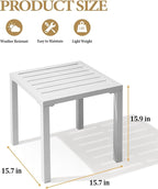 Crestlive Products Aluminum Outdoor Side Table Set of 2, Pool Lounge Chair Side Table, Weather Resistant Small Square Coffee End Table for Patio, Yard, Garden, Porch, Deck, Outdoor