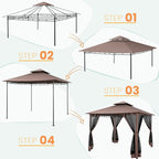 COBIZI Gazebo with Improved Cold-Proof Nettings Winter Gazebos on Clearance Heavy Duty Gazebo Double Roof with Metal Frame Gazebo Tent for Patio, Deck (Frame Thickened)