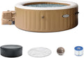 Intex PureSpa 6 Person Bubble Massage Inflatable Hot Tub Spa Set, Sahara Tan - Portable Outdoor Spa Plus Water Heater Pump, Foam Cover, Dispenser Ball