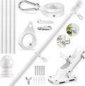 REERON House Flag Pole kit, 5 FT Metal Spinning Flag Poles Kit, 1" Tangle Free Stainless Steel Flagpole with 360° Flagpole Rings & 2-Position Bracket for Outside House Porch Wall Mount for 3x5 Flag