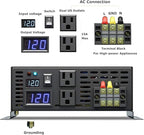 WZRELB RBP-500012S Pure Sine Wave 5000W (10000W Surge) 12V Power Inverter DC to AC Power - Solar, RV, Black
