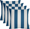 RSH DECOR: Sunbrella Square Throw Pillows Set of 4 | 17" x 17" | Water and Fade-Resistant Performance Fabric | Outdoor Pillow Covers with Down-Alternative Inserts | Cabana Regatta