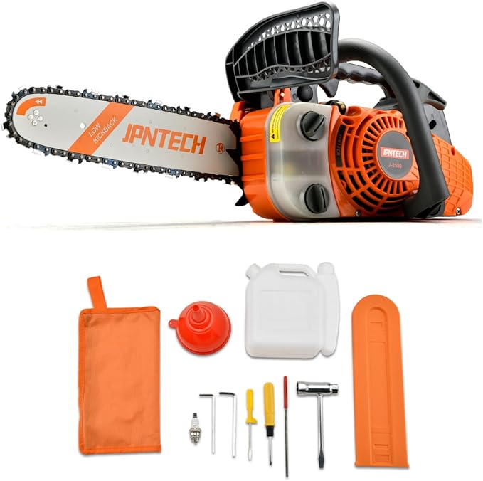 25.4cc 2-Cycle Gas Chainsaw 12 Inch Top Handle Chainsaw Petrol Handheld Cordless Portable Gas Powered Chain Saw for Tree Cutting Wood Logging