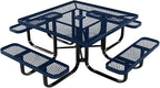 COATEDOUTDOORFURNITURE Heavy-Duty Portable Outdoor Kids Table with Umbrella Hole, Expanded Metal Kids Picnic Table, Commercial-Grade, Made in America (46 in, Square, Childrens, Textured Dark Blue)