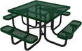 COATEDOUTDOORFURNITURE Heavy-Duty Portable Outdoor Picnic Table with Umbrella Hole, Punched Steel Commercial-Grade Patio Dining Furniture Made in America (46" Square Top, Green)