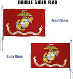 Marine Corps USMC Flag Double Sided 3x5 Outdoor Heavy Duty US Military Army Flags Long Lasting with 2 Brass Grommets