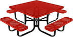 COATEDOUTDOORFURNITURE Heavy-Duty Portable Outdoor Kids Table with Umbrella Hole, Punched Steel Kids Picnic Table, Commercial-Grade, Made in America (46 in, Square, Childrens, Red)