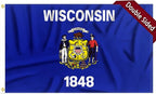 FLAGWIN Wisconsin Flag 3x5 FT - 3 Ply Double Sided Polyester Wisconsin State Flag with Brass Grommets - Vivid Color and Fade Proof State of Wisconsin Flags 3x5 Outdoor