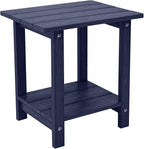 Outdoor Side Table, Weather Resistant Double Small Adirondack Side Table, Outdoor Indoor End Table for Adirondack Chair, 17" Patio Table for Pool, Deck and Porch, Deep Blue