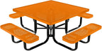 COATEDOUTDOORFURNITURE Heavy-Duty Portable Outdoor Kids Table with Umbrella Hole, Punched Steel Kids Picnic Table, Commercial-Grade, Made in America (46 in, Square, Childrens, Orange)