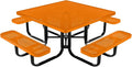 COATEDOUTDOORFURNITURE Heavy-Duty Portable Outdoor Kids Table with Umbrella Hole, Punched Steel Kids Picnic Table, Commercial-Grade, Made in America (46 in, Square, Childrens, Textured Orange)