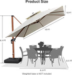 PURPLE LEAF 10ft Patio Umbrella Outdoor Square Umbrellas Large Cantilever Umbrella Windproof Offset Umbrellas Heavy Duty Sun Umbrella for Garden Deck Pool Patio, Cream
