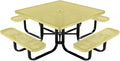 COATEDOUTDOORFURNITURE Heavy-Duty Portable Outdoor Kids Table with Umbrella Hole, Punched Steel Kids Picnic Table, Commercial-Grade, Made in America (46 in, Square, Childrens, Textured Sandstone)