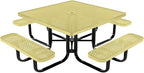 COATEDOUTDOORFURNITURE Heavy-Duty Portable Outdoor Kids Table with Umbrella Hole, Punched Steel Kids Picnic Table, Commercial-Grade, Made in America (46 in, Square, Childrens, Textured Sandstone)