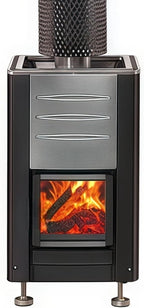 Barrel Sauna, Canadian Red Cedar Outdoor Sauna 4-6 Person,15KW Wood Burning Saunas Stove, Half Glass Window, Triple Waterproof System for Garden, Patio
