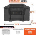 Arcedo Griddle Cover Compatible with Blackstone 36 Inch ProSeries, 70 inch Grill Shield for Cooking Station with Hood, Weather Resistant Outdoor Heavy Duty Waterproof Flat Top Gas Grill Cover, Black