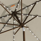 EliteShade USA 10-Year-Non-Fading Solar 9ft Market Umbrella with 80 LED Lights Patio Umbrellas Outdoor Table Umbrella with Ventilation, Antique Beige