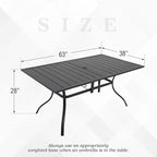 Rattan Patio Chairs, Rectangle Table Set of 6 with 63"x38" Table,Swivel and Dining Chairs, All-Weather for Outdoor, Balcony, Backyard, Deck
