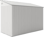 4×8 FT Outdoor Metal Storage Shed,Heavy-Duty Lean to Storage Shed with Lockable Single Side Hinge Door,Waterproof Metal Storage Tool House W/Sloping Roof,Air Vent&Protect Film,for Backyard,White