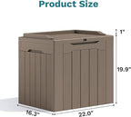 Patiolife 30 Gallon Resin Deck Box, Small Outdoor Storage for Garden Tools, Pool Supplies, Waterproof and Lockable, Brown