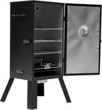 Masterbuilt® 30-inch Electric Vertical BBQ Smoker with Analog Temperature Control, Chrome Smoking Racks and 535 Cooking Square Inches in Black, Model MB20070210