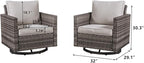 HUMMUH Patio Swivel Chairs Set of 2,PE Wicker Outdoor Rocker Chairs Bistro Set Porch Balcony Furniture with Cushions