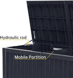 EasyUp 200 Gallon Deck Boxes Resin Large Storage Bins with Lids, Outside Storage Box & Deck Boxes Outdoor Waterproof for Outdoor Use