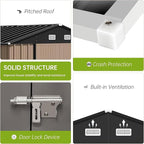 12X10FT Metal Outdoor Storage Shed - Galvanized Steel Waterproof Garden Shed with Lockable Doors & Vents, All-Weather Utility Tool Shed for Lawn Mower, Bike