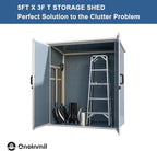 Outdoor Storage Shed, 5x3FT Resin Shed with Floor and Lockable Doors, 80 Cu.Ft Waterproof Patio Storage Cabinet, Plastic Construction for Outdoor Storage