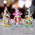 Spring & Summer-Themed Garden Statues – Adorable Outdoor Decor for Lawn, Patio & Porch (Cow Gnome Trio Mini Statue Set of Three, 5" Miniature Figurine and Unique Farm Resin Garden Statue)