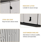 KINYING Outdoor Horizontal Storage Sheds,37 Cu.ft Outdoor Storage Cabinet Waterproof Resin Tool Storage Box for Lawn Mower,Garden Tools and Patio Furniture, Lockable (Grey)