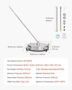 VEVOR 16.5" Pressure Washer Surface Cleaner, Stainless Steel Pressure Washer Attachments with 4 Wheels, 4000 Max PSI, 1/4 Quick Connector, 2 Spray Nozzles, 2 Extended Wands for Concrete, Patio, Deck