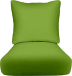 RSH DECOR: Deep Seating Cushion with Pillow Back | 23” x 26” Seat | All-Weather Spun Fabric | Water and Fade-Resistant | Outdoor Chair Cushion Set for Patio Furniture | Kiwi Green
