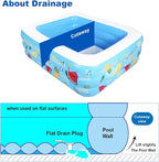 Kiddie Pool, 72"×58"×22" Inflatable Pool with Inflatable Soft Floor, Cool Summer Swimming Pool for Kids and Family, Blow Up Pool for Backyard, Garden, Indoor, or Outdoor