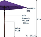PatioKingdom Auto-Tilt 9FT Patio Umbrella Outdoor with 8 Sturdy Fiberglass Ribs,Market Table Umbrella for Pool,Backyard,Deck and Garden