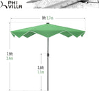 PHI VILLA 9ft Patio Umbrellas with 24 pcs LED Solar Lights, Outdoor Market Table Lighted Umbrella with 8 Steel Ribs, Tilt for UV-Resistant, Lotus Leaf Shape Canopy, Green