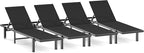 Pool Chaise Lounge Chair Set of 4, Outdoor Lounge Chairs with Wheels, 5-Position Adjustable Sun Loungers for Outside, Deck, Beach, Black