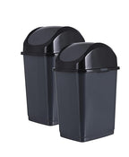 Superio Trash Can for Dorm Room with Lid 4.5 Gallon Plastic Garbage Can with Swing Top Lid, Medium Slim Waste Bin with Cover for Home, Kitchen, Office, Bedroom, Bathroom, College- 18 Qt (Dark Grey 2)