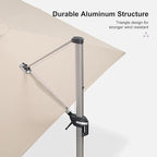 PURPLE LEAF 10' X 13' Patio Umbrella, Rectangle Outdoor Cantilever Umbrella, Aluminum Offset Umbrella with Champagne Frame and 360° Rotation for Pool Deck Garden, Beige