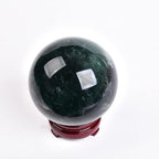 JIC Gem Large Healing Crystal Ball, Green Fluorite Crystal Sphere with Stand Crystal Decorative Ball Home Decoration (100-110mm)