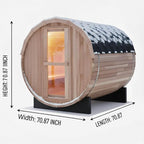 Outdoor Barrel Steam Sauna, 4-6 Person Wood Sauna Room with 6kw Toule Electric Heater with Sauna Stone, Canadian Red Cedar Wooden Sauna, Sauna Accessories and Asphalt Shingle Roof (Red Cedar)