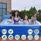 Inflatable Pools for Kids and Adults, 82" X 57" X 25" Kiddie Pools with Inflatable Soft Floor, Durable Family Swimming Pool for Backyard, Garden or Indoor (Blue)
