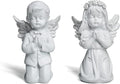 YUEOECOR 2PCS Cherubs Angels Resin Garden Statue Figurine, Adorable Angel Sculpture Memorial Statue Indoor Outdoor Home Garden Decoration (A 2PCS White)