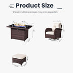 7 Pieces Patio Furniture Sets with Fire Pit Table, Wicker Rattan High Back Outdoor Swivel Rocking Chairs Set with Side Table