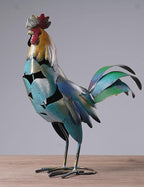 HAUCOZE Rooster Decor Statue Chicken Figurine Sculpture Animal Arts Metal 15.5 inch