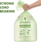 SUPERBIO 13 Gallon Flat Top Compostable Food Waste Bags, 50 Count, 2 Pack, 49.2L, 0.87 Mil, ASTM D6400 BPI and OK compost INDUSTRIAL