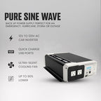 Energizer 3000W Pure Sine Wave Inverter 12V DC to 120V AC Converter for RV, Truck, Off-Grid Solar Power Inverter 12V to 110V W/QC 3.0A Each USB Port, AC Hardwire Port, Remote Cables Fuse Included