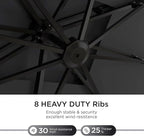 10' X 13' Patio Umbrella Outdoor Large Rectangle Offset Cantilever Umbrellas Double Top Heavy Duty Windproof with 360-degree Rotation for Pool Garden Deck