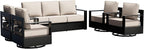 Outdoor Patio Furniture Set, 5-Piece Aluminum Patio Conversation Set All-Weather Metal Outdoor Sectional with 6 Inch Thick Cushions, Deep Setting for Garden, Outside and Porch