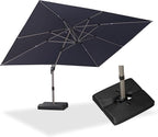 PURPLE LEAF Patio Umbrella with Base Included, 10‘×13’ Outdoor Aluminum Cantilever Umbrella with 360° Rotation, Aluminum Large Offset Umbrella for Outdoor Garden Pool, Grey